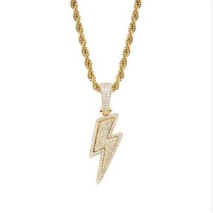 Lced Out Bling Licht Hanger Ketting Met Touw Ketting Koper Materiaal Kubieke Zirkoon Mannen Hip Hop Sieraden Medaillon Kettingen voor Women278Z