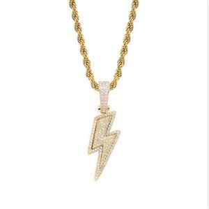 Lced Out Bling Licht Hanger Ketting Met Touw Ketting Koper Materiaal Kubieke Zirkoon Mannen Hip Hop Sieraden Medaillon Kettingen voor Women341f