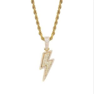 Lced Out Bling Licht Hanger Ketting Met Touw Ketting Koper Materiaal Kubieke Zirkoon Mannen Hip Hop Sieraden Medaillon Kettingen voor Women275T