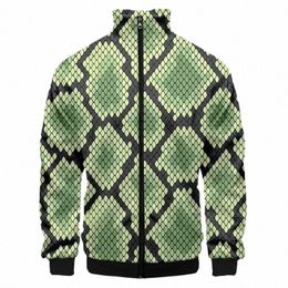 Lcfa Merk Man Diamd Snake Skin Groene Zip Jas heren 3D Harajuku Oversized Rits Jas Gedrukt Carto Fitn Sweatshirt k8Cz #