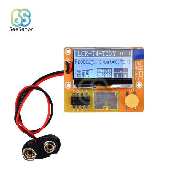 LCR-T4-TINY Transistor Tester Diodo Triodo Condensador Tiristor Inductor ESR Medidor Multímetro MOS/PNP/NPN LCR 12864 Pantalla LCD