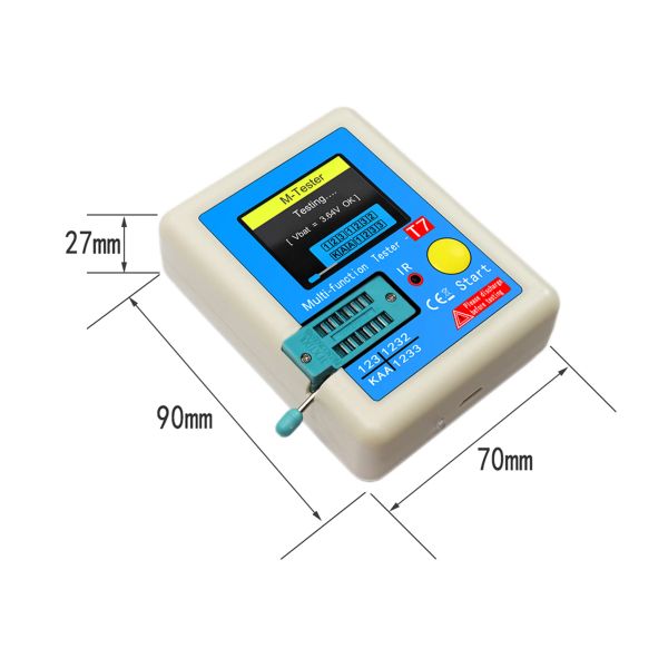 LCR-T7 Medidor de transistor Capacitancia Resistencia Tester Transistor de color a todo color para resistencia del condensador del triodo del diodo Transistor