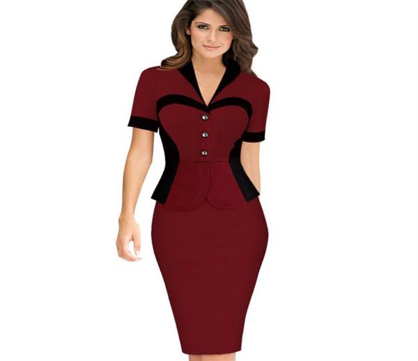 LCW New Fashion Femmes Elegant Career Optical Illusion Contrast Faux Twinset Wear to Work Office Business Casual Fitted Sage Dres7517807