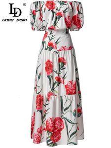 LD Linda Della Designer Summer Fashion Vacation Setts Sets Dames Sexy Short Top en Floral Midi Suits 240514