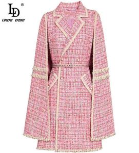 LD Linda Della Fashion Designer Automne Mouille d'hiver Mabèles de haute qualité Pocket Double Pocket Vestes roses chaudes 211232416226