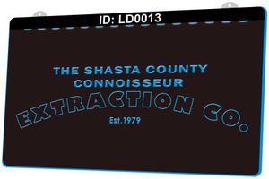 LD0013 The Shasta County Connoisseur Extraction CO EST 1979 Lichtbord 3D Graveren LED Groothandel Retail