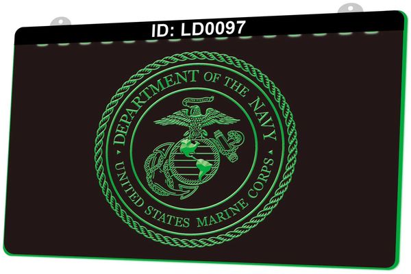 LD0097 Département de la Navy United Marine Corps Signe d'éclairage 3D Gravure de gros