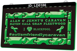LD0186 Alan Jenys Haven Cala Gran Fleetwood I Love Blackpool Autism Friendly Caravan Light bord 3D gravure led groothandel retail