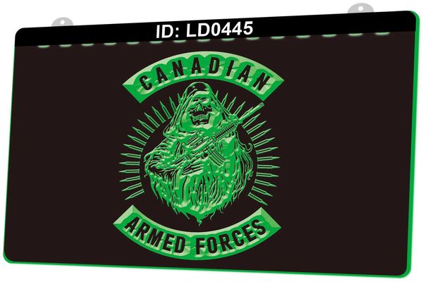 LD0445 Forces armées canadiennes Gravure 3D LED Light Sign Vente en gros au détail