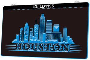 LD1195 Houston Texas Skyline City Silhouette Light Sign Gravure 3D LED Vente en gros au détail