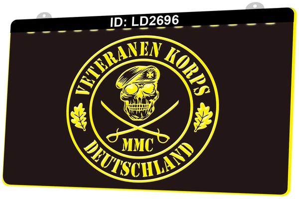 LD2696 Veteranen Korps Deutschland MMC 3D Gravure LED Light Sign Wholesale Retail