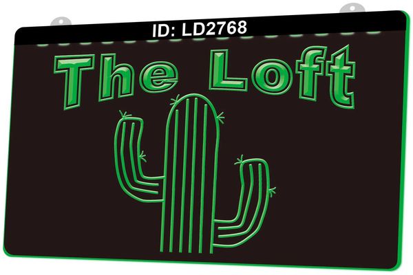 LD2768 Cactus The Loft Gravure 3D LED Light Sign Vente en gros au détail