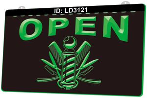 LD3121 kapper winkel open haar gesneden 3D gravure led licht teken groothandel retail