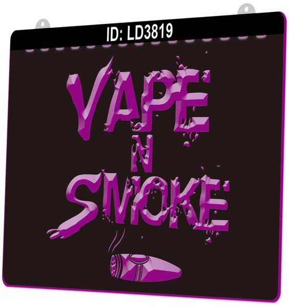 LD3819 Vape Smoke 3D grabado señal luminosa LED Whole Retail02625282