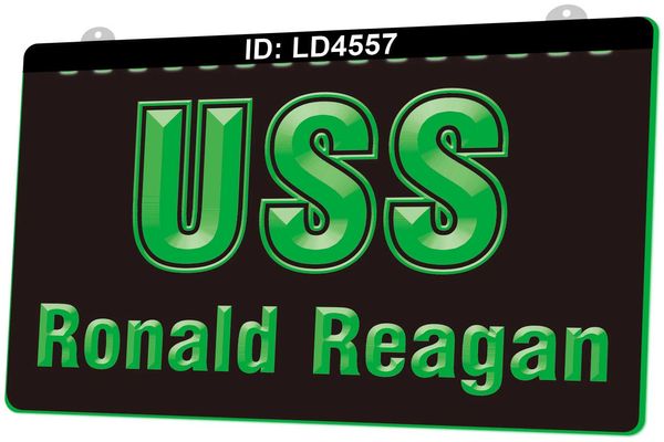 LD4557 USS Ronald Reagan Nimitz Classe Supercarrier à propulsion nucléaire Signe lumineux Gravure 3D LED Vente en gros au détail
