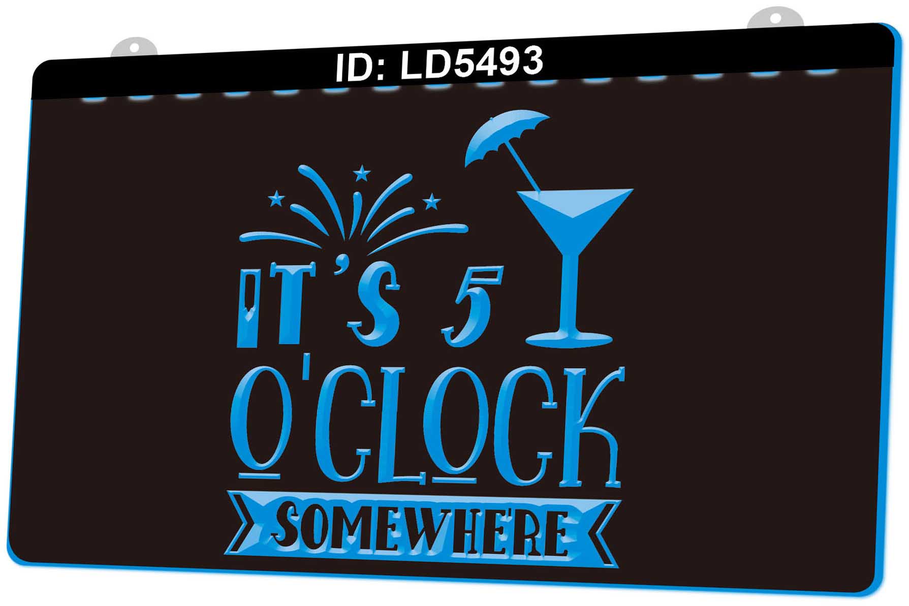 LD5493 It's 5 O'clock Somewhere Cocktails Gravure 3D Signe lumineux LED Vente en gros au détail