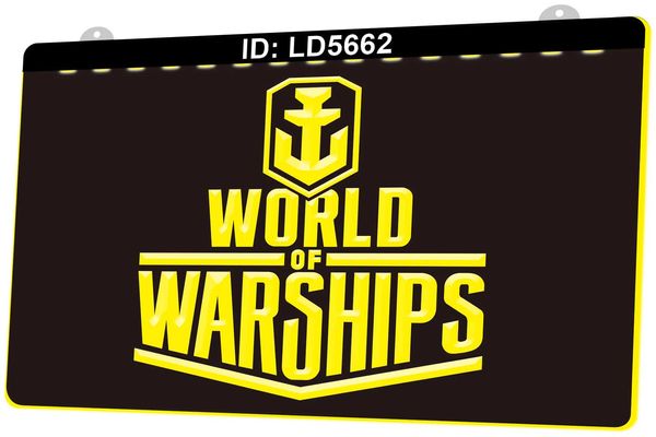 LD5662 World of Warships Gravure 3D Panneau lumineux LED Vente en gros au détail