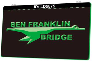 LD5875 Ben Franklin Bridge 3D Graveren LED Light Sign Groothandel Retail