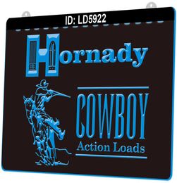 LD5922 Hornady Cowboy Action Loads, gravure 3D, panneau lumineux LED, vente au détail entière 4925070