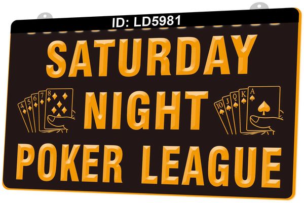 LD5981 Vendredi Samedi soir Poker League Game Casino 3D Signe de lumière Signe de gravure LED Wholesale Retail