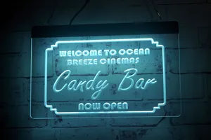LD6237 LED Strip Lights Sign Ocean Breeze Cinemas Candy Bar Open 3D Gravure Free Design Wholesale Retail