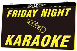 Panneau lumineux LED avec gravure 3D, karaoké du vendredi soir, LD6262, vente en gros et au détail