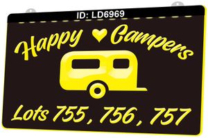 LD6969 Happy Campers Sample 3D Graveren LED Light Sign Groothandel Retail