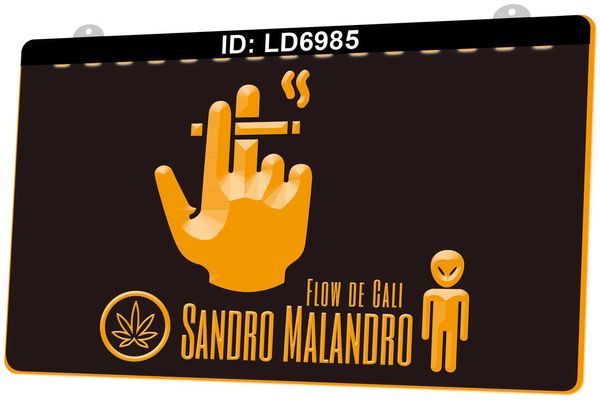 LD6985 Flow De Cali Sandro Malandro fumée, gravure 3D, panneau lumineux LED, vente en gros et au détail