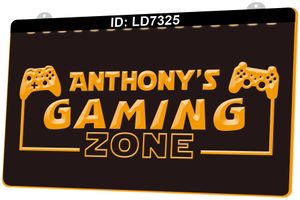 LD7325 gaming zone 3D gravure led licht teken groothandel detailhandel