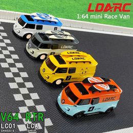 LDARC V64 1/64 RWD RACE VAN RV BUS MINI RC CAR TURBO Volledig proportionele afstandsbediening Voertuigen speelgoedmodellen voor kinderen Volwassenen 240509