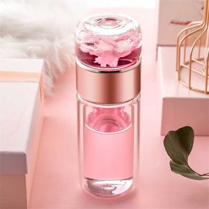 LDFCHENNEL 280ML Dubbele wand Glas Water Flessen Thee Infuser Filter Separation Tumbler Cup Travel Drinkware Fles 211122