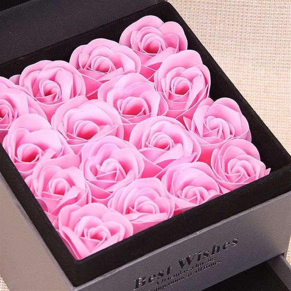 LDPF Jabón Caja de Rosas Joyería de Flores Deseos Anillo Pulsera Caja de Regalo Flor preservada para San Valentín Navidad Chica romántica 293p