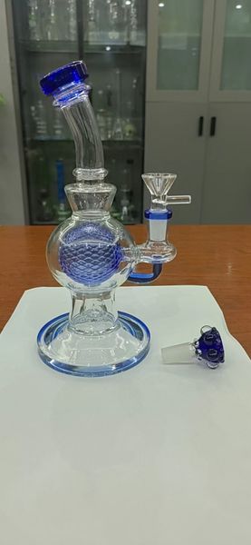 Bong de cristal azul claro Dreamy. Conector interno de 14 mm para pipa de agua con burbujeador de plataforma petrolera, 9 pulgadas, bonificación: tazón de altavoz + bola de burbujas única