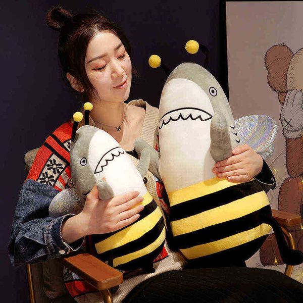 Oreiller pour enfants Kawaii requin abeille câlin mignon requin chien poupée bébé oreiller apaisé filet de couchage rouge fille cadeau d'anniversaire J220729