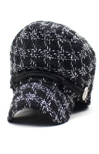 Ldslyjr 2021 Coton femmes Plaid Tongue Béret Simple Casual Octogonal Cap d'automne et d'hiver Joker Painter Hat 319456930