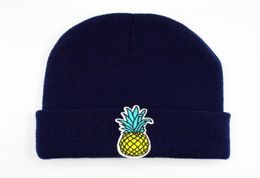 LDSLYJR coton ananas fruits broderie épaissir chapeau tricoté hiver chaud chapeau Skullies casquette bonnet pour adultes et enfants 1471674831