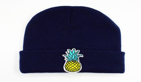 Ldslyjr coton ananas fruit broderie épaissis tricot chapeau hiver chapeau chaud caillou