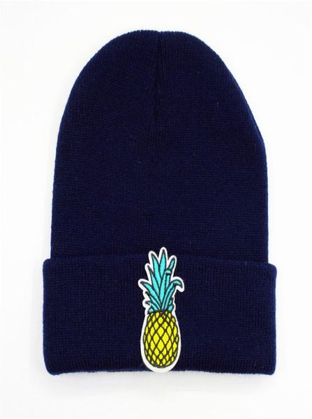 LDSLYJR Gorro de algodón con bordado de fruta y piña, gorro de punto grueso, gorro cálido para invierno, gorro, gorro para adultos y niños 1475056951