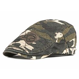 LDSLYJR coton printemps automne mode joker camouflage impression gavroche casquettes casquette plate hommes et femmes peintre béret chapeaux 60328l