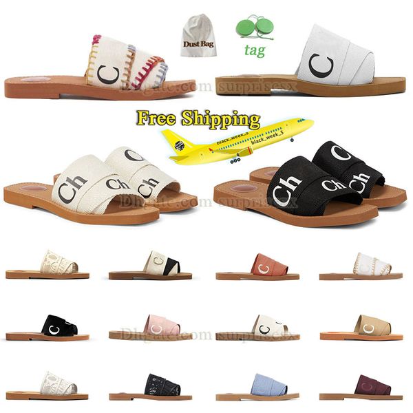 Sandalias de diseñador famosas Mujer Mujer de mula plana Woody Slippers para mujeres Toboganes Tobogadas plataforma Slipper Plataforma Sandle Summer Beach Shops Flip Flip Envío gratis