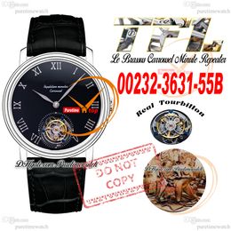 Le Brassus Carrousel Tourbillon Automatic Mens Watch Repetition Minutes TFL 0232-3631-55B Steel Case Black Roman Dial Leather Riem Super Edition Reloj Puretime