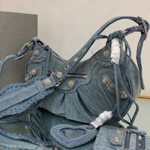 Le cagole croissant sacs de moto en cuir de vache boucle de forage trois en un sacs à main d'épaule bb designer sac à main de haute qualité pour femmes rivets sac portefeuille d'embrayage