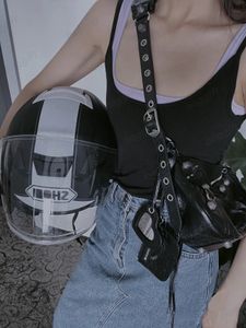 Le Cagole Le Cagole Half Moon Motorcycle BB Sacs Lady Vintage Silver Ring Rivets Mini sac à main Femmes Designer Heart Wallet Purse Pourse Cross Rjwa