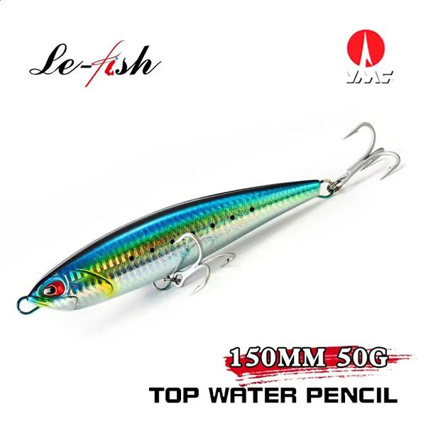 Le Fish 150mm 50g gros crayon leurres de pêche Topwater flottant appâts durs appâts durs VMC crochet thon bar faux matériel 240313