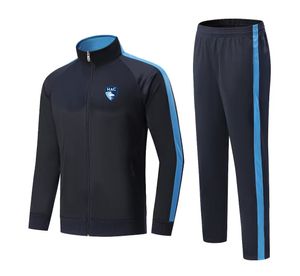 Le Havre AC Mannen volwassen kinderen vrijetijdssportset buiten warm Sportvrijetijdsset met volledige ritssluiting sweatshirt in de winter