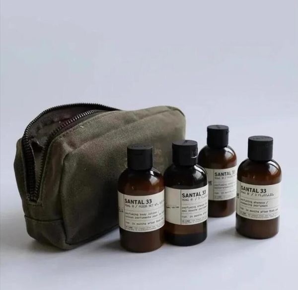 LE LABO Body Travel Set Santal 33 4x90ML Inc Fabricantes de perfumería fina Champú Acondicionador Gel de ducha Loción corporal