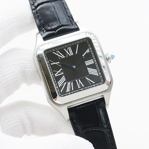 Le Menwatch hombres mujeres reloj 39mm cuadrado oro cuarzo correa de cuero hebilla relojes de pulsera reloj para damas relojes Montre De Luxe