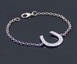 Bracelet chaîne à maillons en plomb et nickel, bracelets en fer à cheval, bijoux équestres décorés de Bling blanc tchèque Crysta4628754