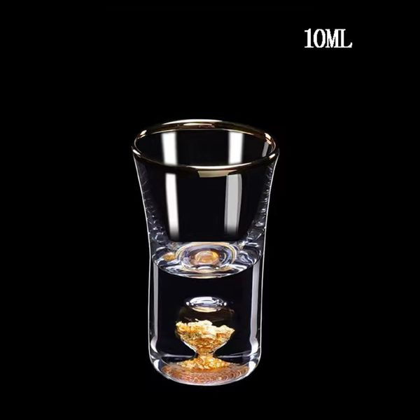 Gild en verre en cristal sans plomb construit en feu feuille d'or 24 km verrouge de luxe de luxe de luxe de vodka spiritueux de petits verres à vin tasses à boire