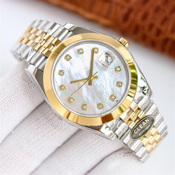 Reloj de plomo para oficina, relojes para mujer, relojes para hombre, reloj de pulsera para hombre, fecha para mujer, 36 mm, movimiento 3235, pulsera de ostras, caja de oro, blanco, rom244n